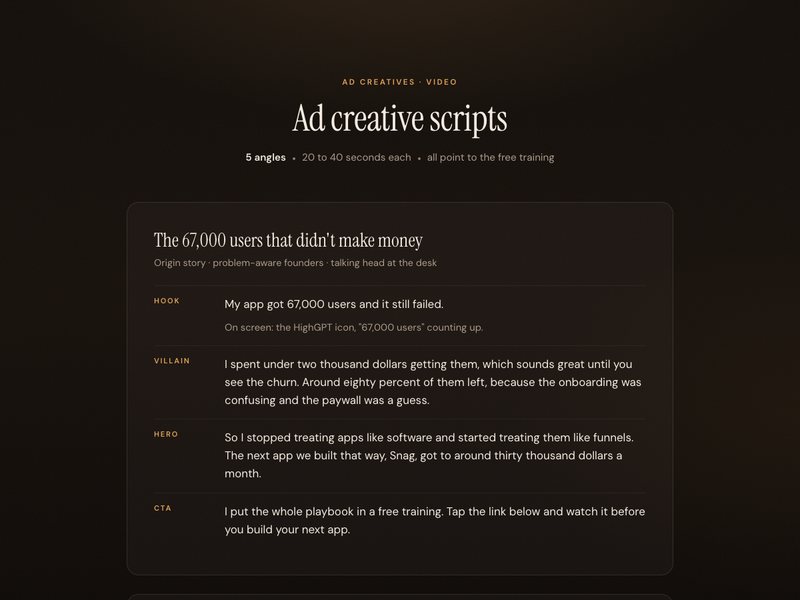 Ad creative scripts preview